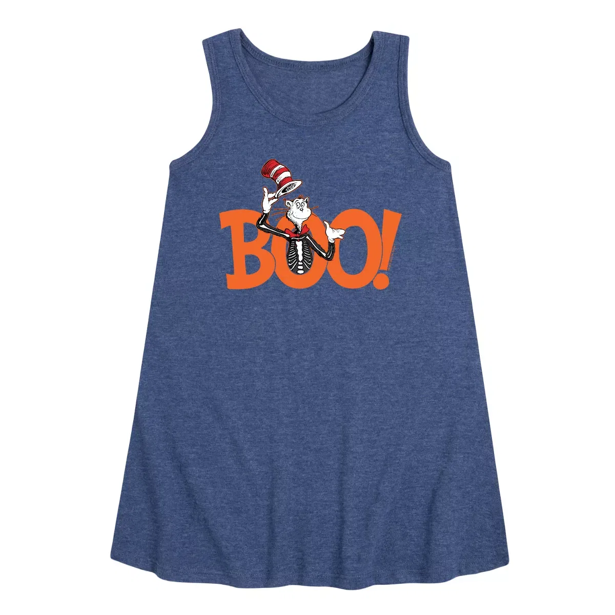 Детское платье-трапеция без рукавов Dr. Seuss Cat in the Hat Boo Cat, Heather Navy