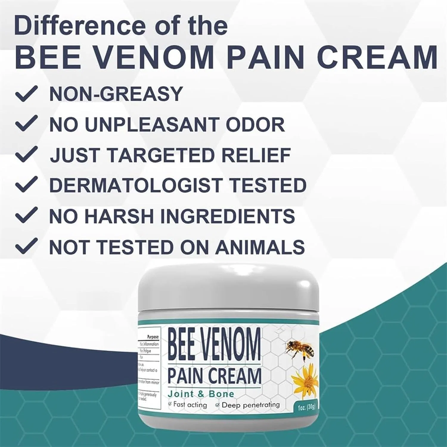 Крем для тела Bee Venom Pain and Bone Healing Cream, 5 шт, 30 г Hopasrisee — фото 4