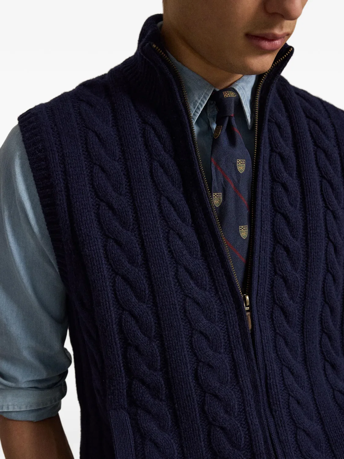 Polo Ralph Lauren Кардиган-жилет фактурной вязки синий — фото 4