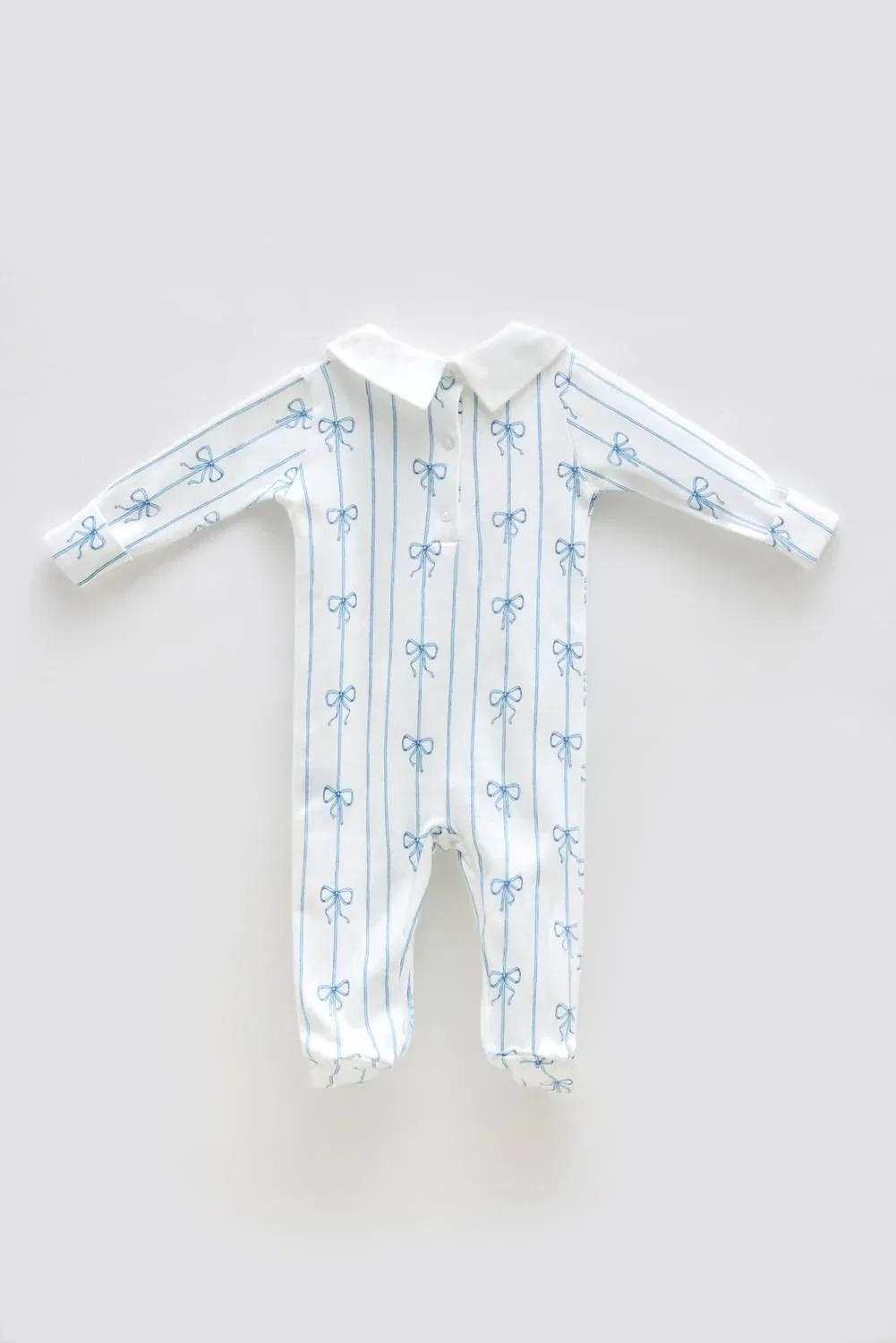 Детский боди-комбинезон с закрытыми ножками из хлопка Ribbon/blue Atelier Babbi, Ribbon/Blue — фото 3