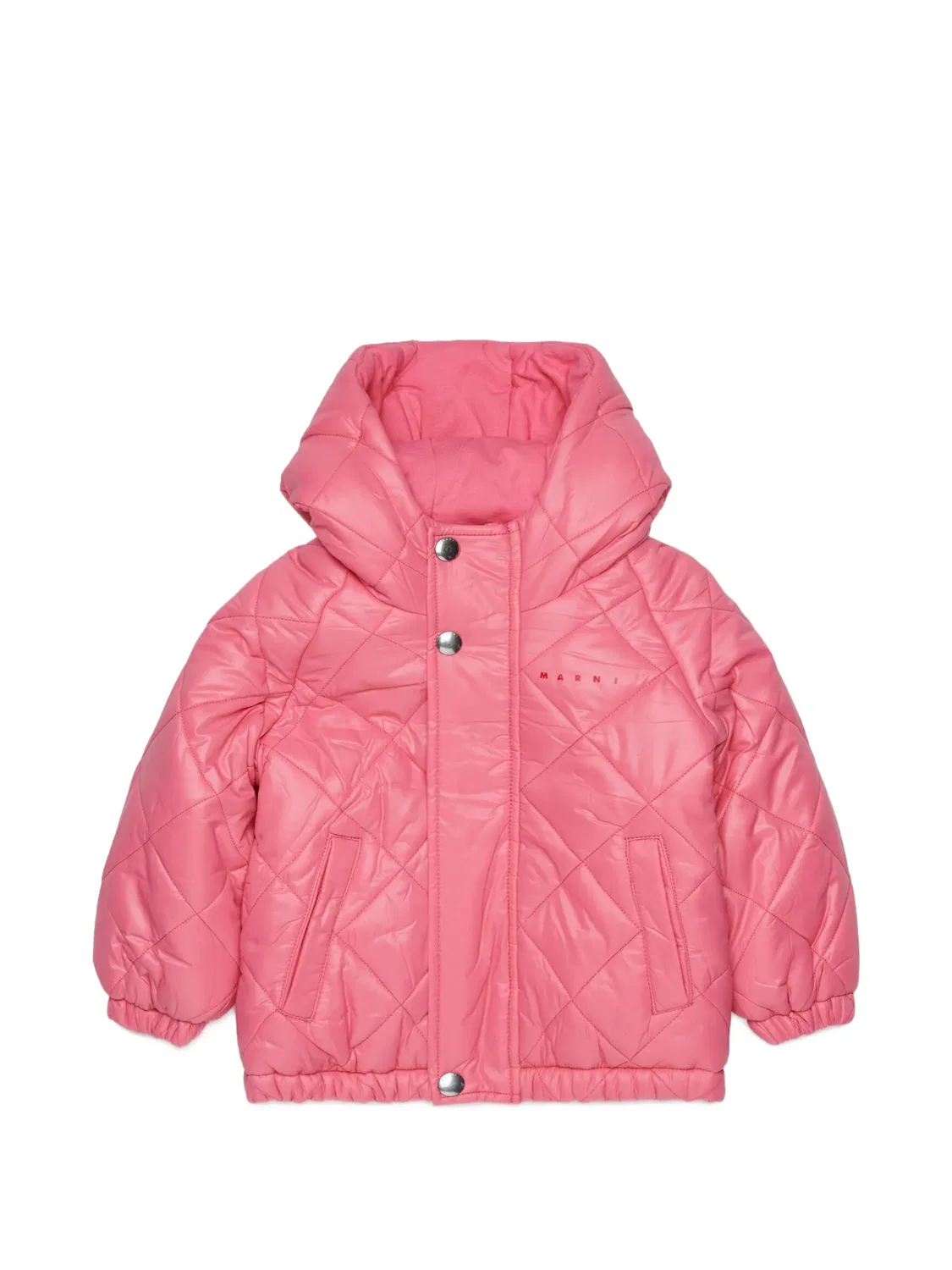 Стеганый бомбер с капюшоном Marni Kids, розовый