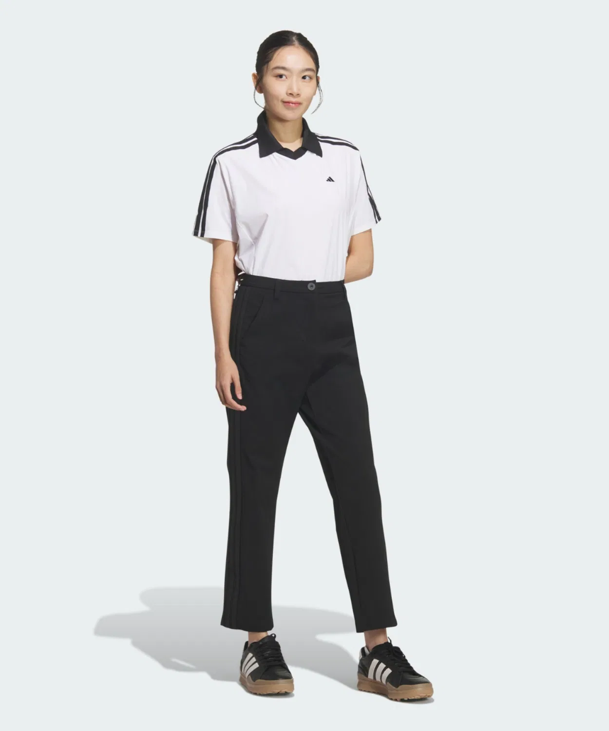 Женские брюки с тремя полосками, модель Three Stripes Ankle Pants, Adidas, Black — фото 4