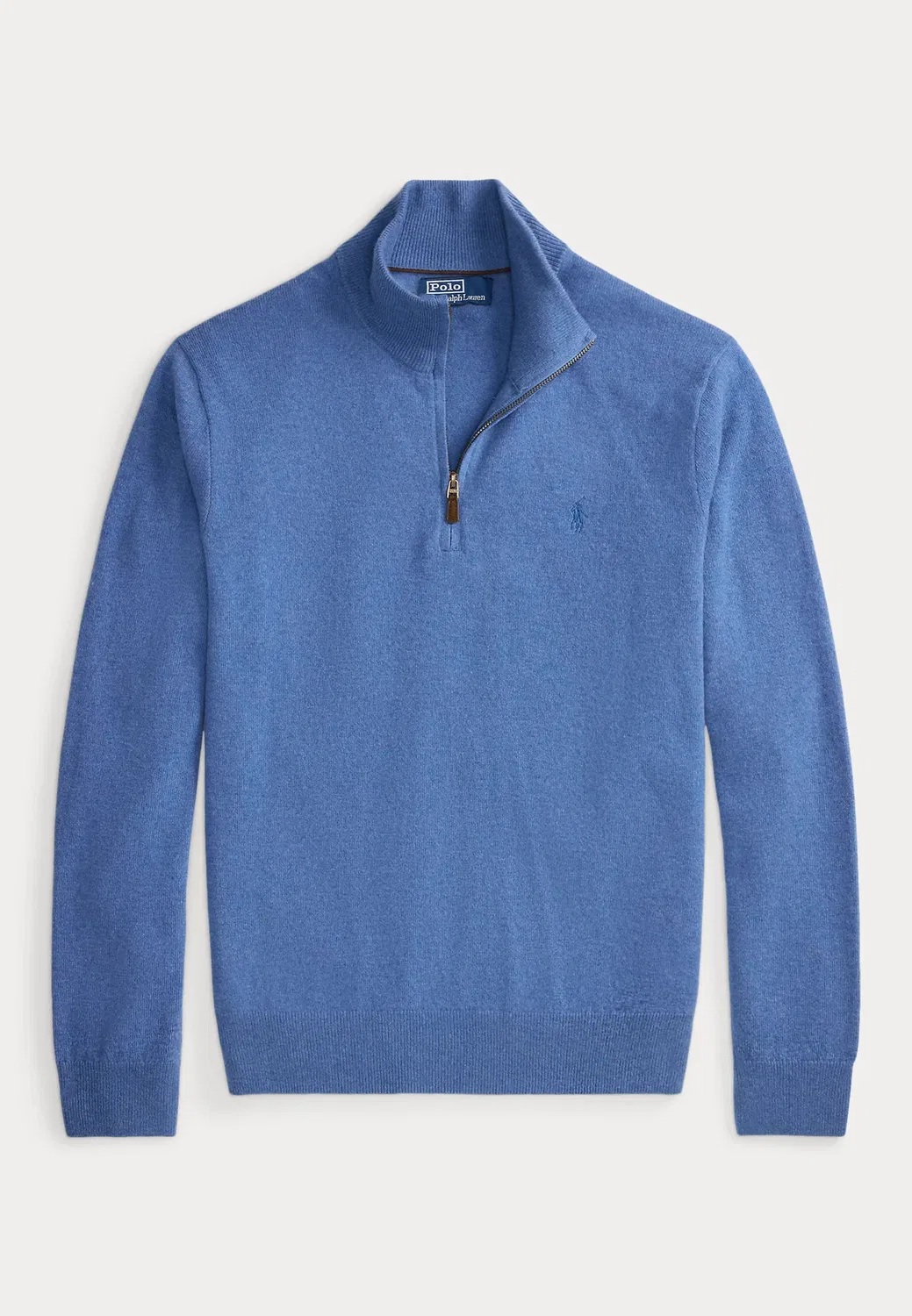 Шерстяной свитер с застежкой-молнией на четверть длины Polo Ralph Lauren, Blue Borage Heather — фото 4