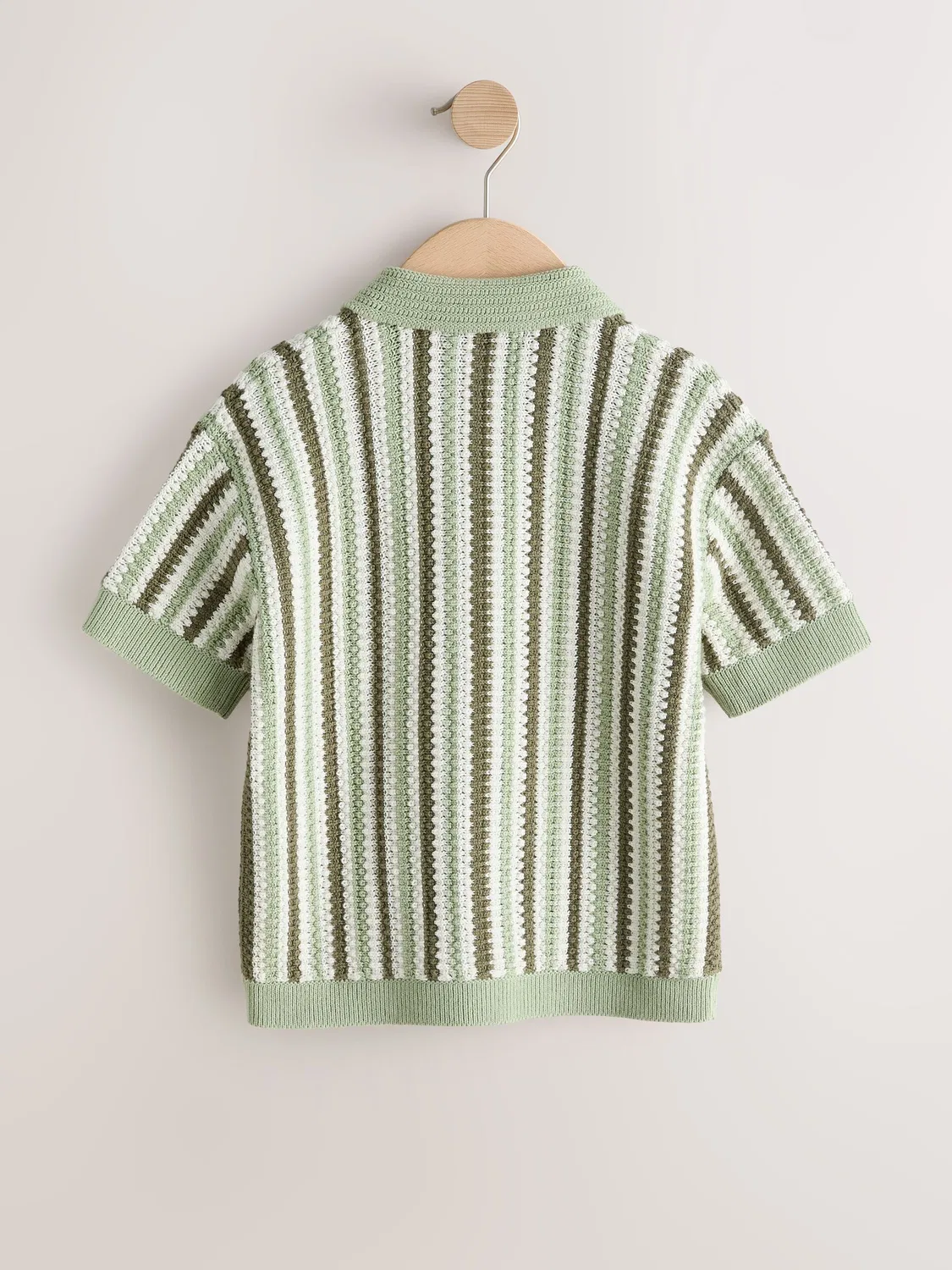 Поло вязаное в полоску, Green Knitted Stripe Polo Shirt Next, зеленый — фото 2