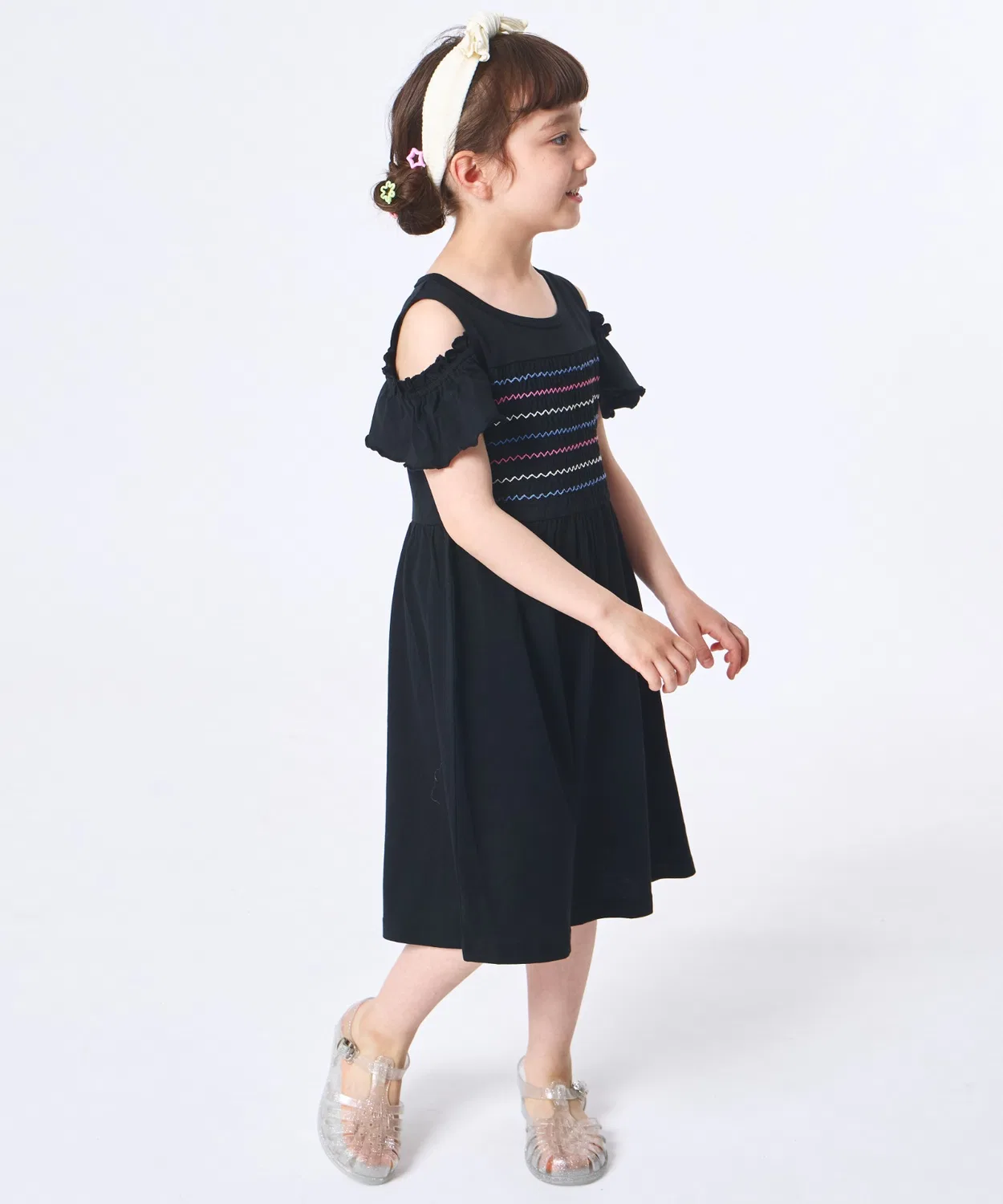 Детское платье для девочек без рукавов, с принтом, модель Off Shoulder, pairmanon, Black