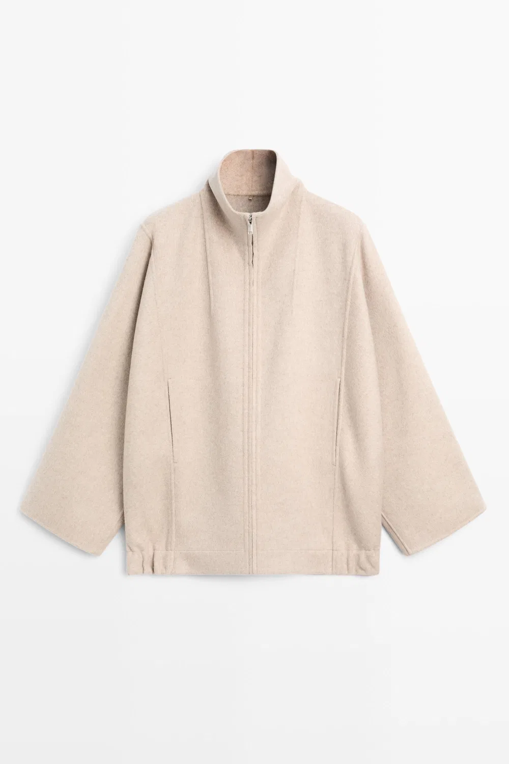 Бомбер Massimo Dutti, из шерстяной смеси, бежевый — фото 3
