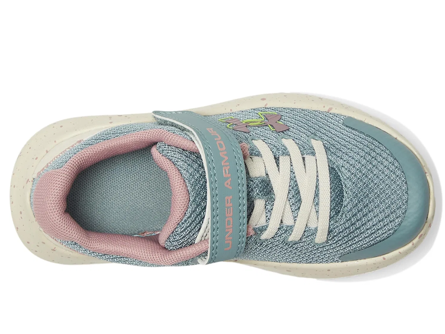 Детские кроссовки для девочек с шнуровкой Pre School Surge 4 Alternate Closure Under Armour, Serpentine Stone Metallic Tourmaline Pink — фото 2