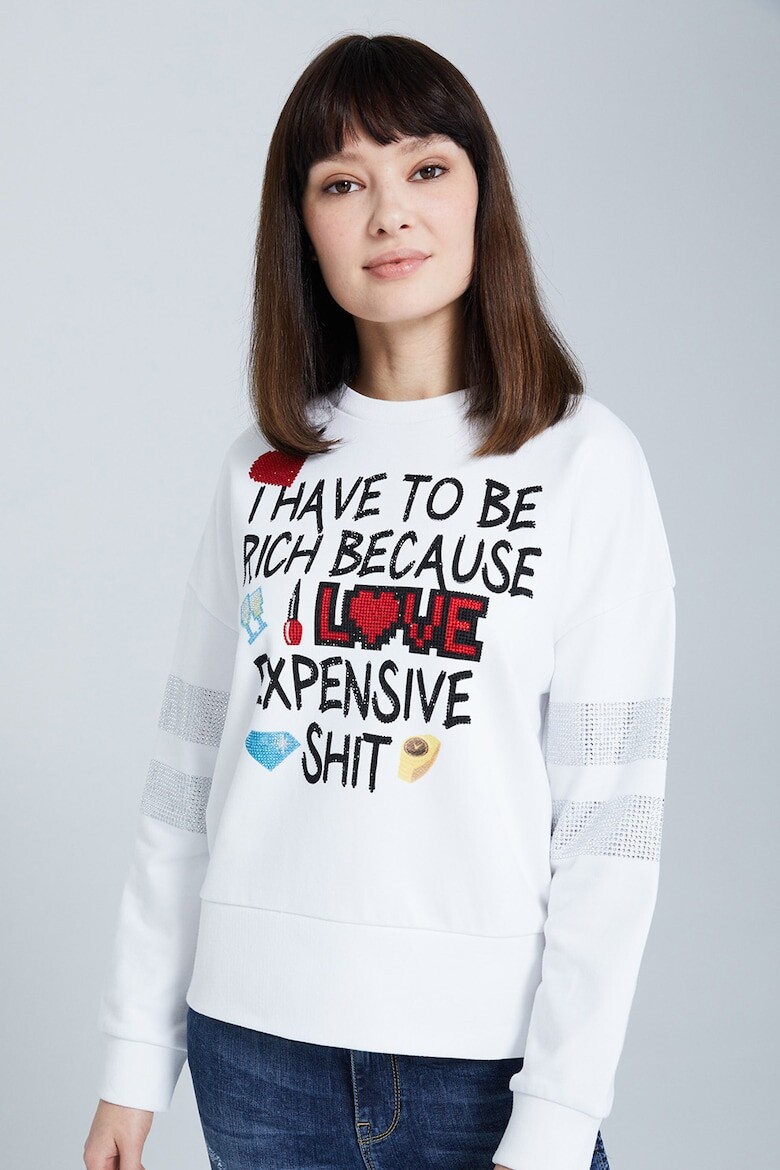 

Толстовка из органического хлопка с декоративными камнями Jeremy Meeks, белый