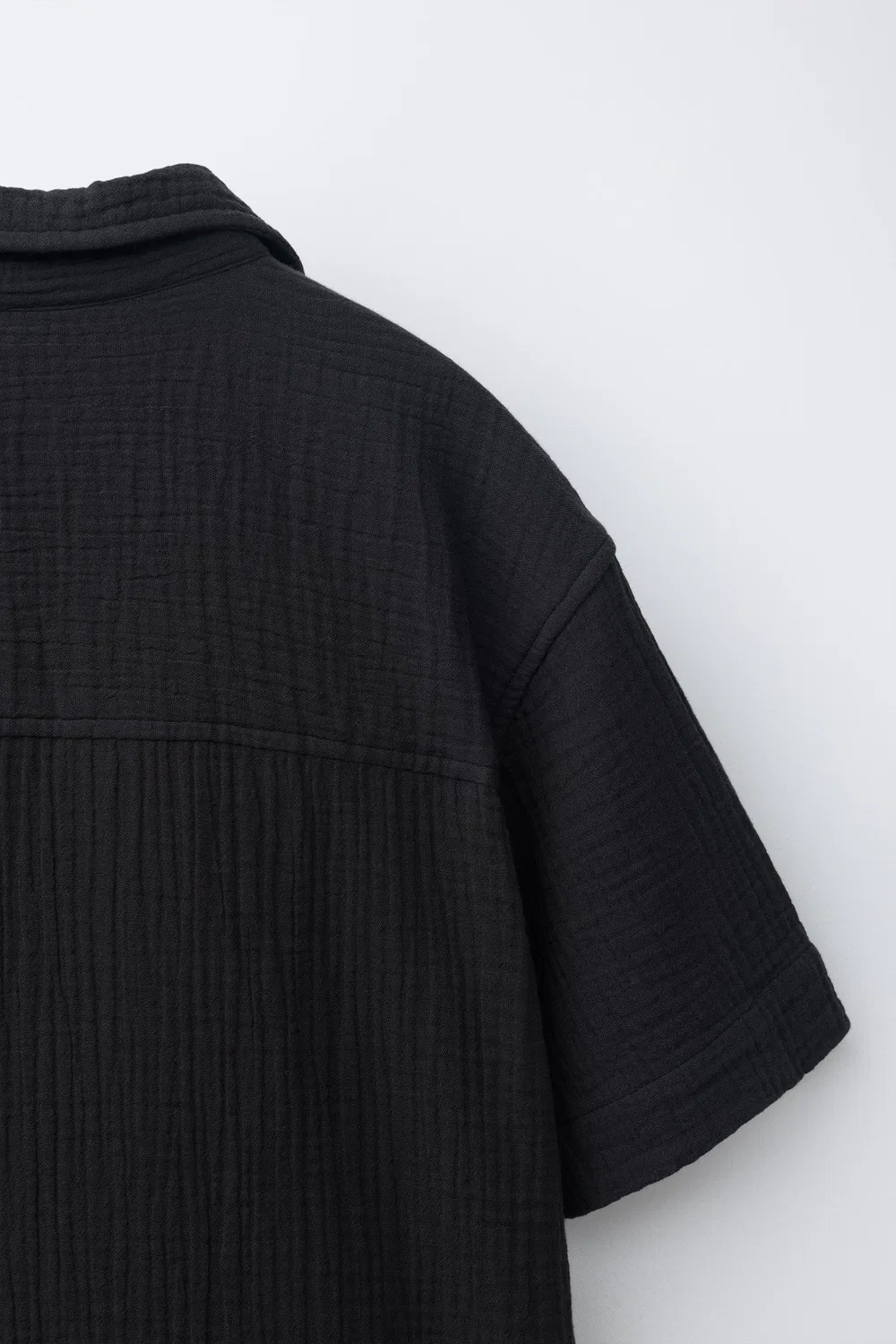 Текстурированная рубашка для боулинга ZARA, Black — фото 4