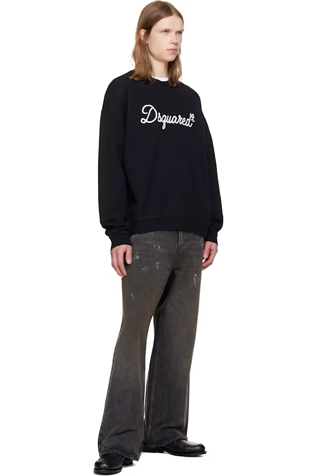 Черный свободный свитшот-водолазка D2 Signature Dsquared2 — фото 4