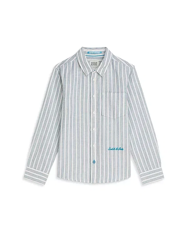 Детская классическая рубашка для мальчиков с длинным рукавом Scotch & Soda, темно-синий