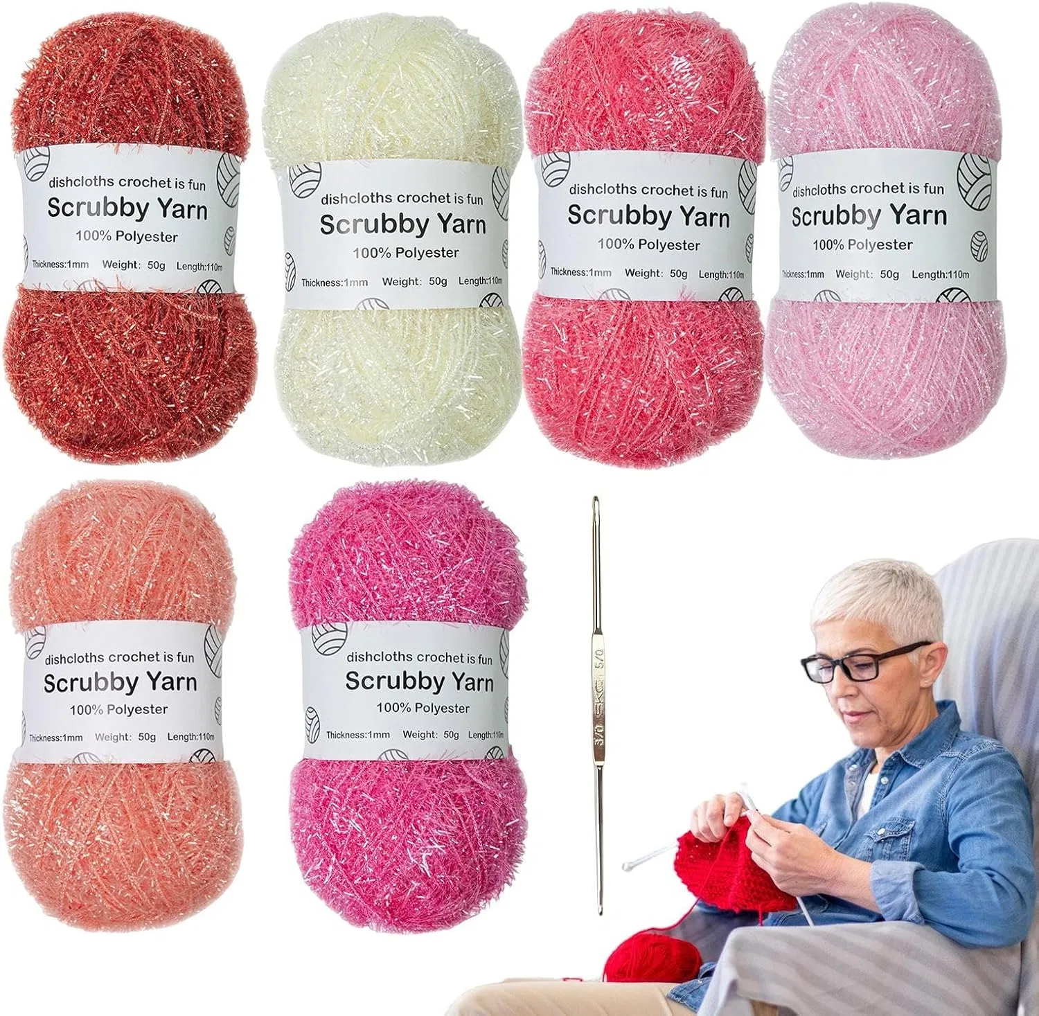 Мочалка скраб, Scrubby Shine, набор 6 рулонов, 50 г, 110 м, Комбинация 7 Genérico