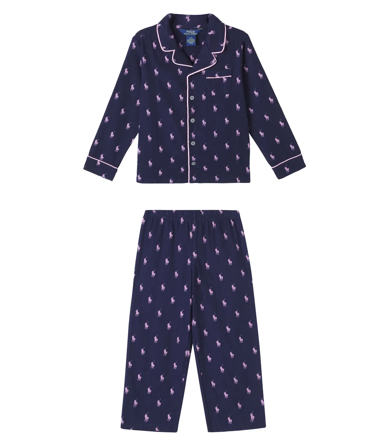 Пижама хлопковая с длинным рукавом Polo Ralph Lauren Kids, синий