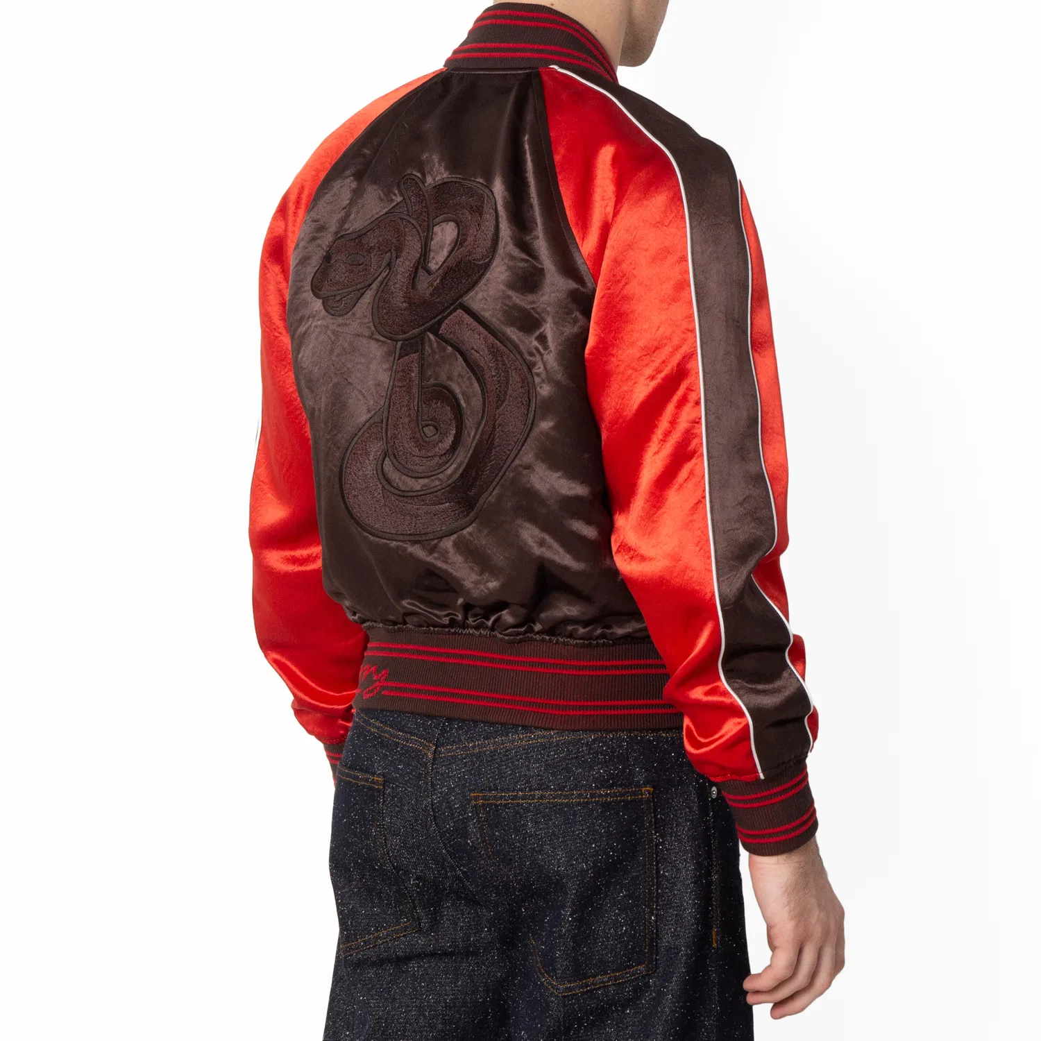 Бомбер из атласа B Snake Burberry, Peat — фото 4