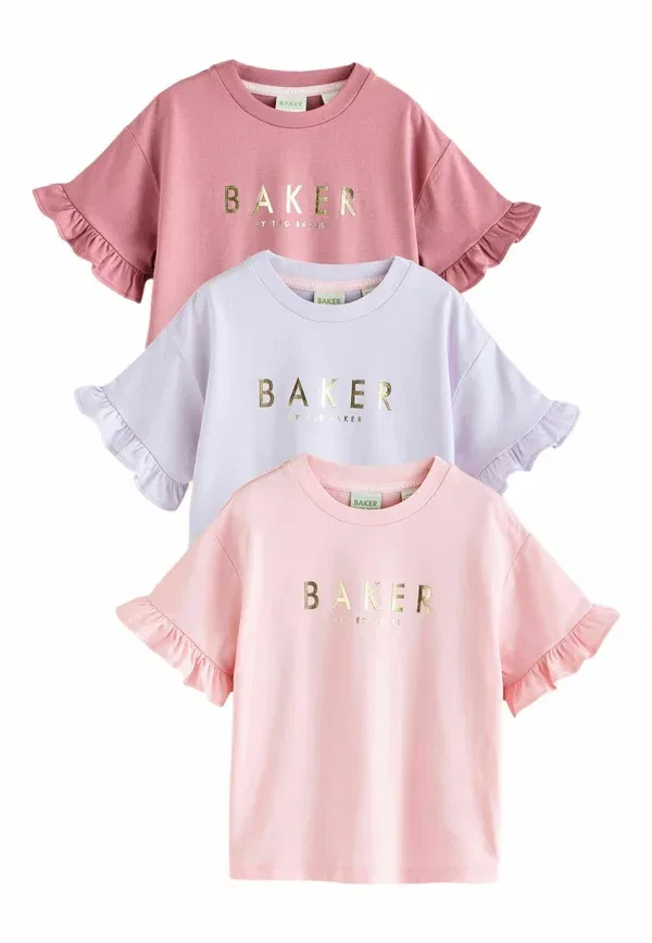 Комплект из 3 футболок прямого кроя стандартного кроя с графическим принтом Baker By Ted Baker, розовый
