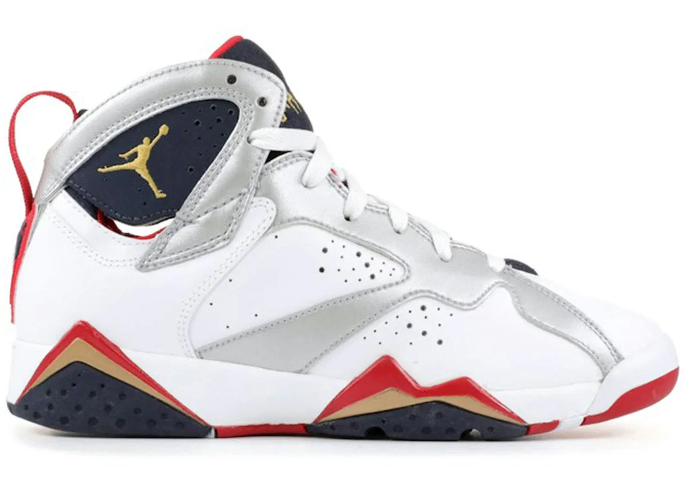 Детские кроссовки Lifestyle с принтом Jordan 7 Retro Jordan, White/Metallic Gold-Obsdn-Tr Red