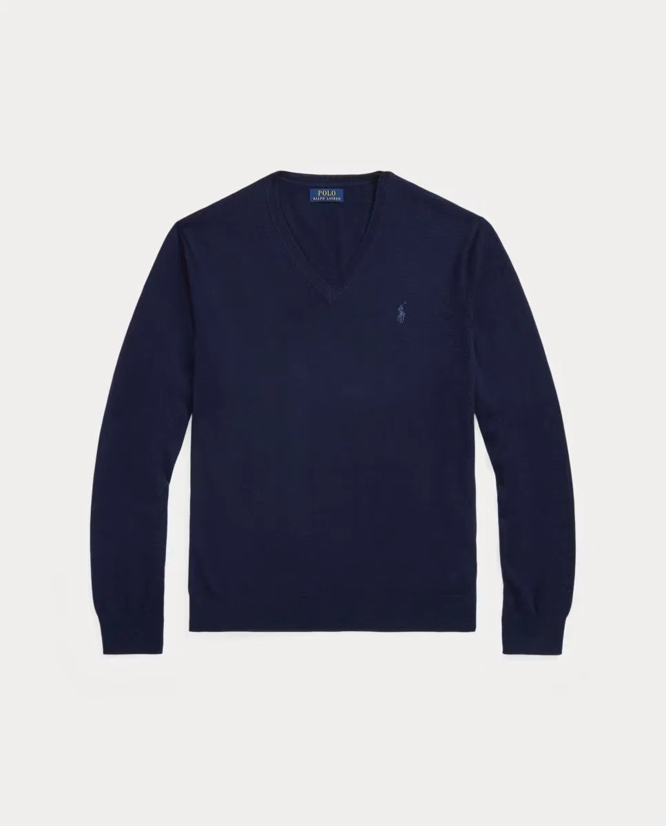 Мужский джемпер из шерсти, Cuello Pico, Polo Ralph Lauren, темно-синий — фото 4