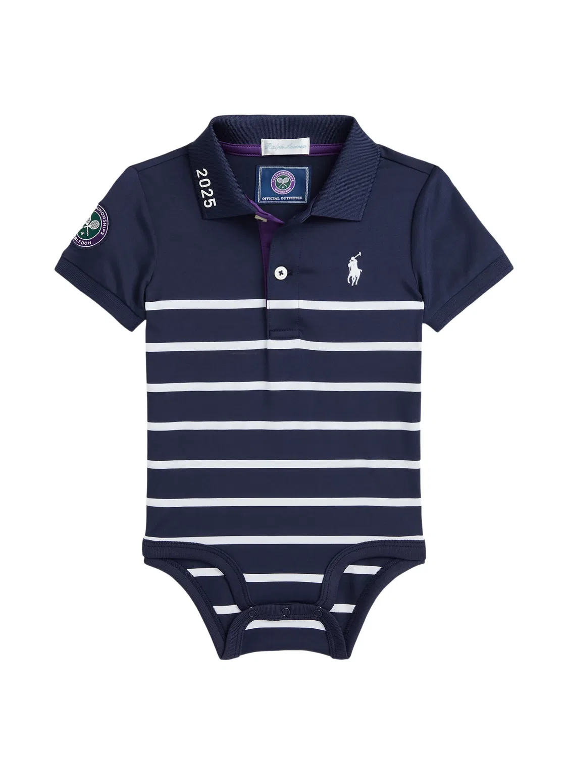 Боди в полоску из коллаборации с Wimbledon Polo Ralph Lauren Kids, синий