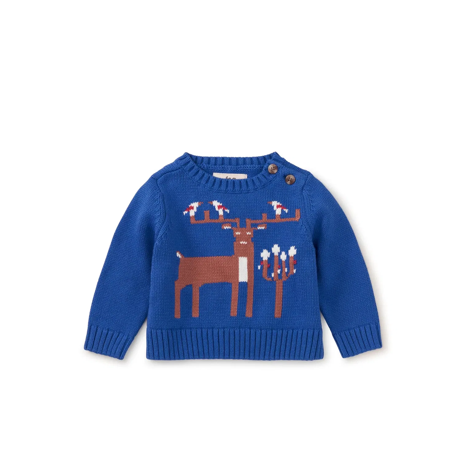 Детский свитер с принтом оленя Reindeer Baby Sweater Tea Collection, Majorelle Blue