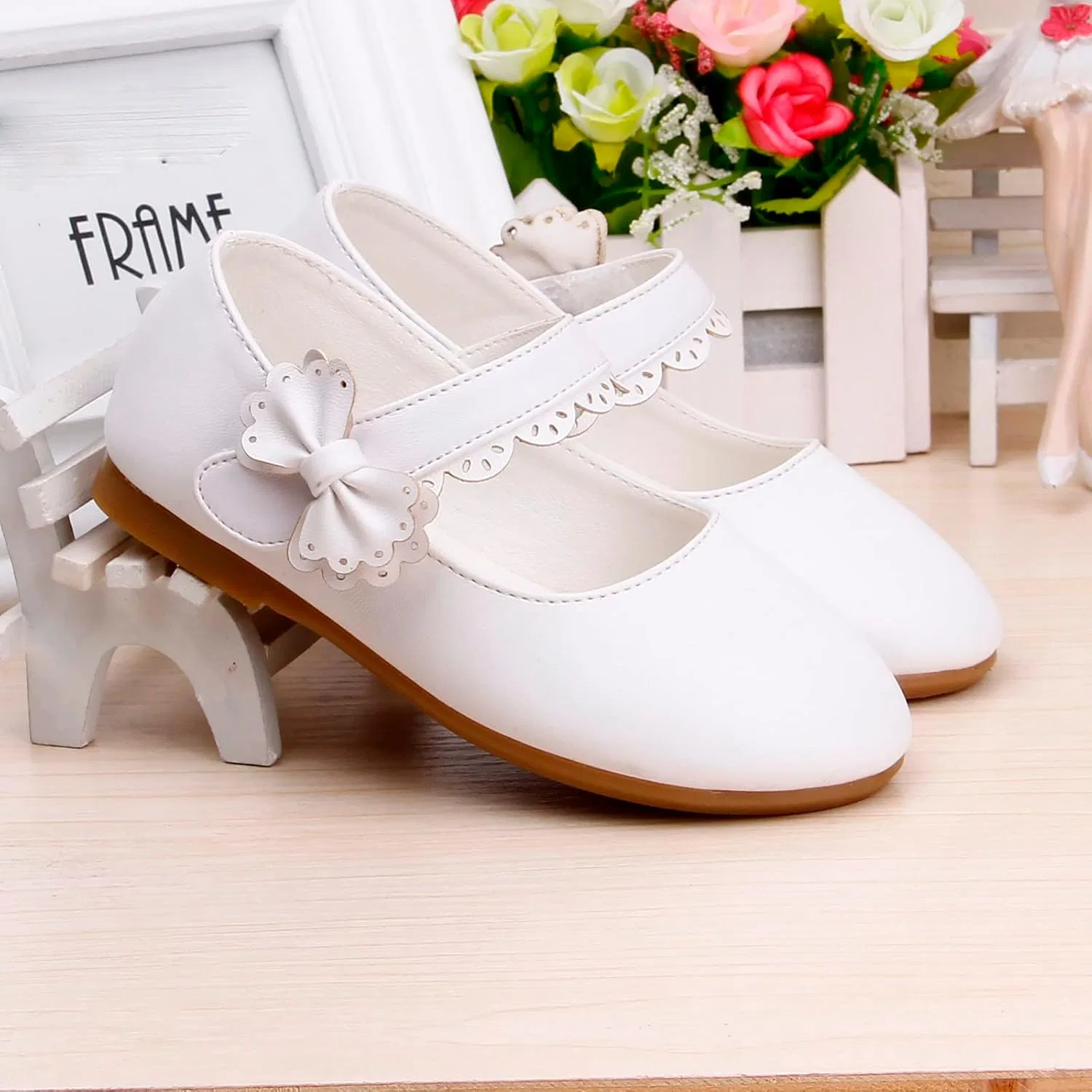 Детские туфли Мэри Джейн для девочек из кожи, White — фото 4