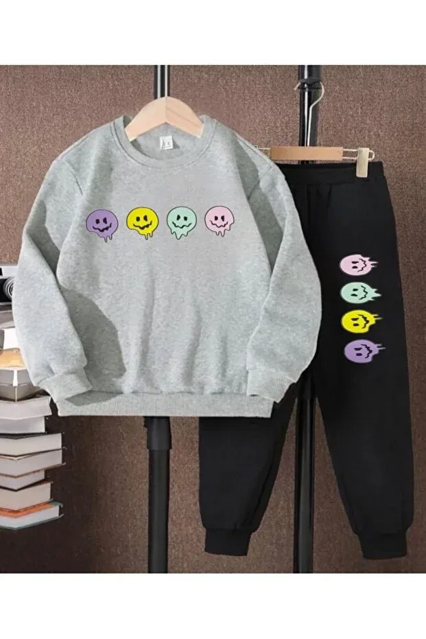 Детский спортивный костюм с принтом Unisex Tracksuit Set Emoji Printed Topçu, Colored