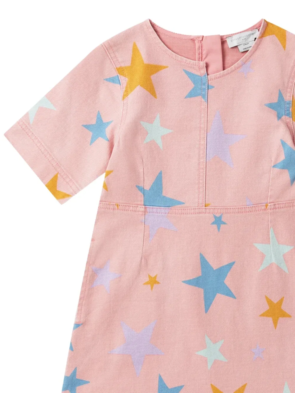Джинсовое платье со звездным принтом Stella McCartney Kids, розовый — фото 3