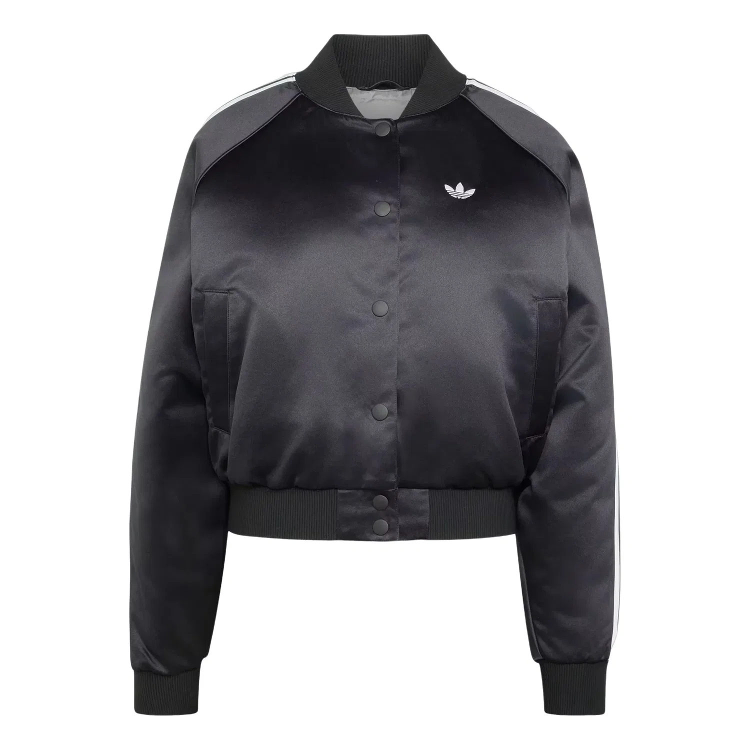 Женская куртка-бомбер из атласа с длинным рукавом Satin Bomber Jacket Adidas, черный