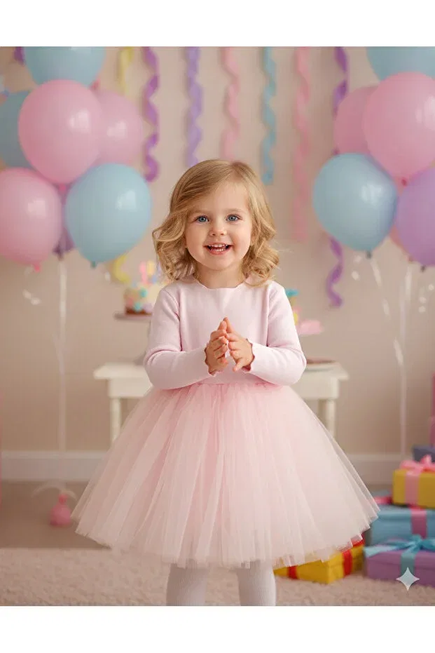 Детское платье для девочек с длинным рукавом Milangel, Light Pink