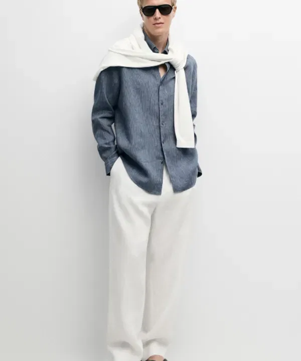 Рубашка из 100% льна с мелкой полоской, Regular Fit, Massimo Dutti — фото 2