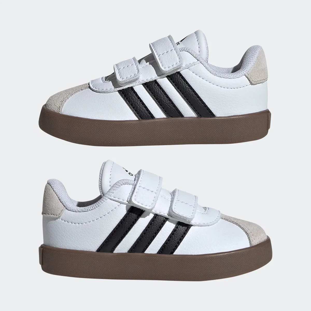 Детские кроссовки для мальчиков с липучками Vl Court 3.0 Adidas, Ftwh White Core Black Grey One — фото 2