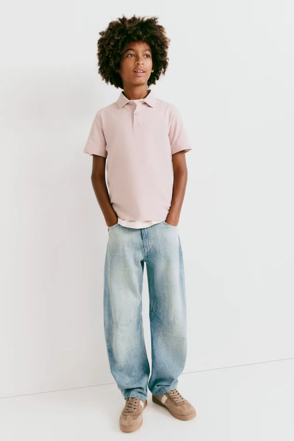 Свободные джинсы-бочонки H&M, Helles Denimblau