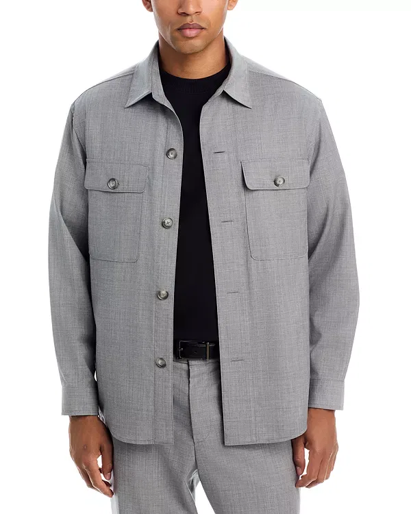 Мужская куртка с накладными карманами P-Carper pocket overshirt Boss, Open Grey