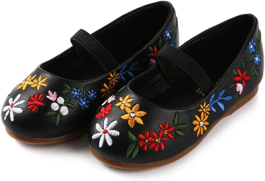 Детские туфли-балетки Мэри Джейн для девочек ContiKids, Floral Black