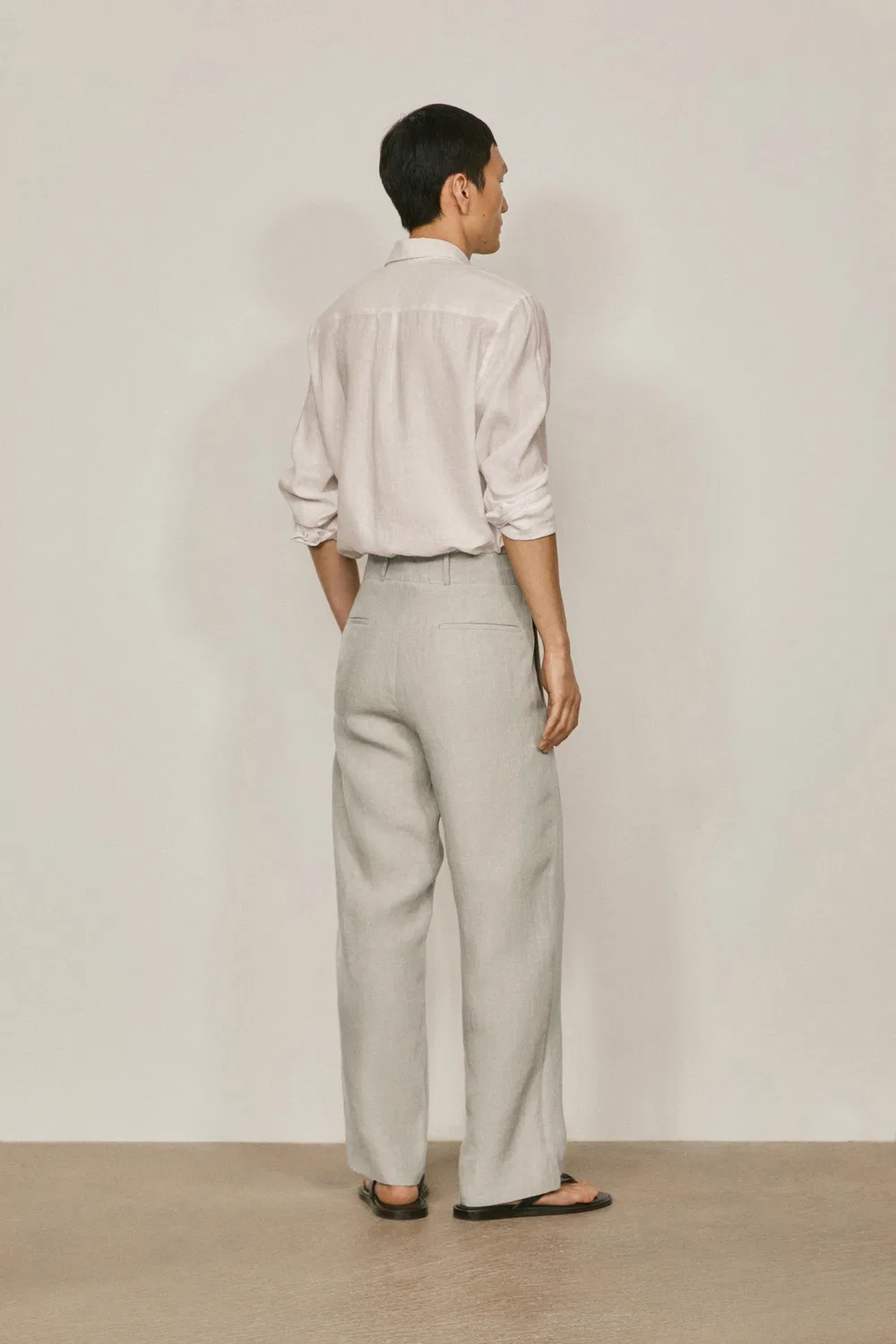 Брюки из 100% льна - лимитированная серия Massimo Dutti, хаки — фото 3