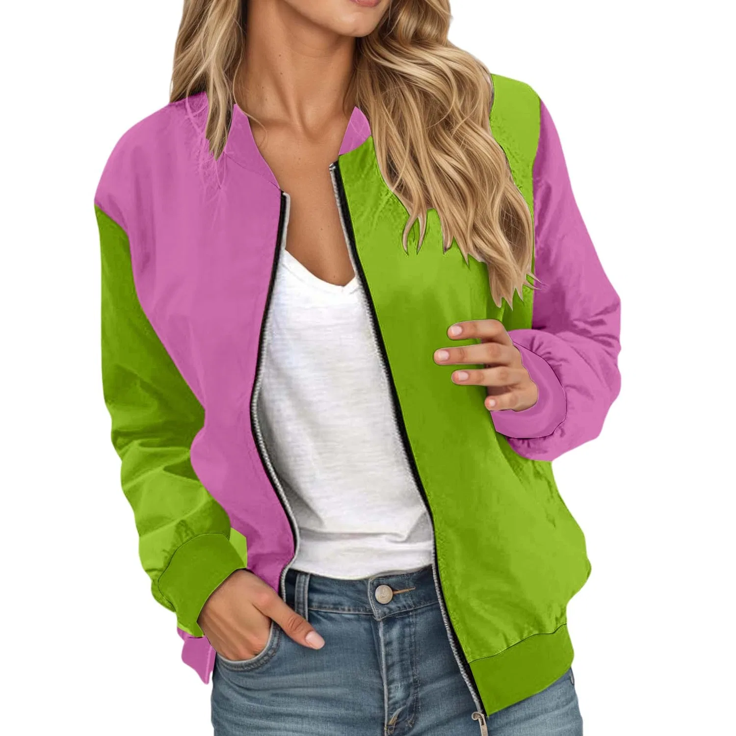 Женская куртка-бомбер с длинным рукавом College Blouson, Light Verde