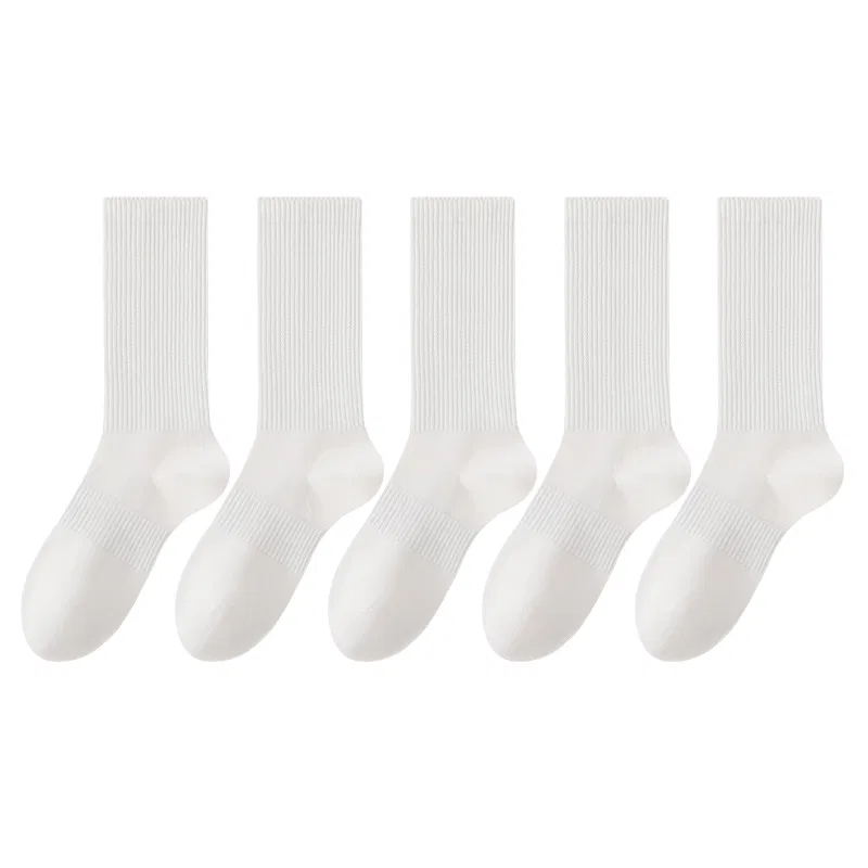 Детские гольфы до колена 5 пар All Season, MIANZHUWU, 5 Pack (White+Beige Gray+Light Gray+Olive Green+Black) — фото 3