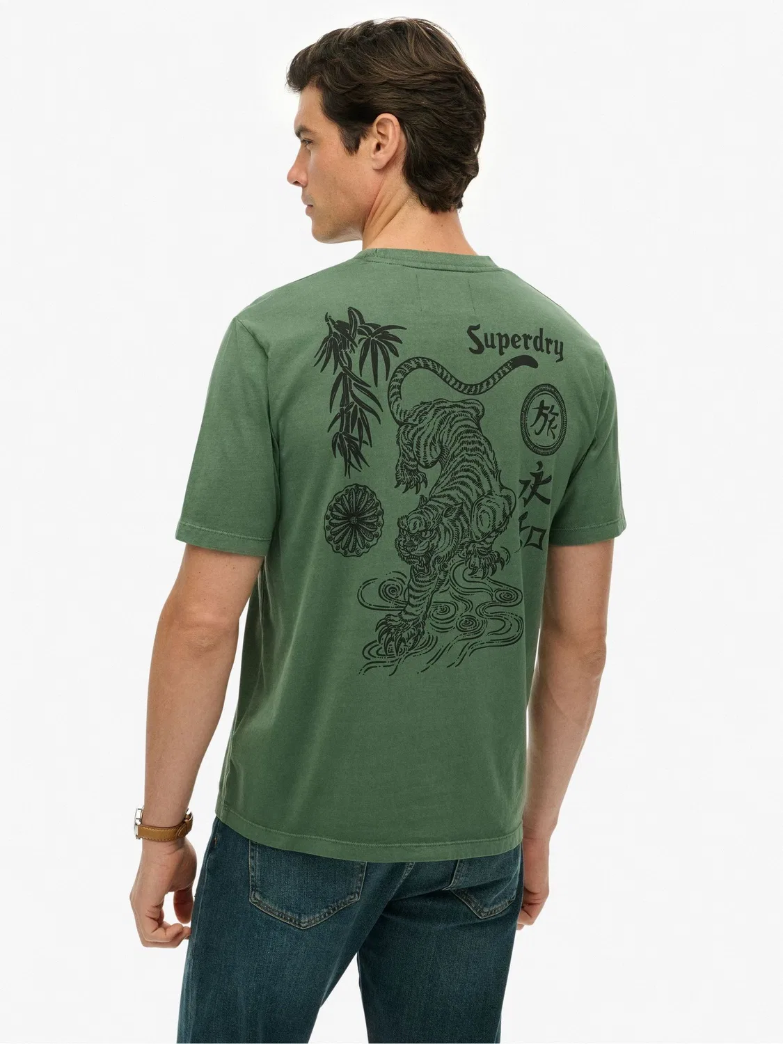 Футболка оверсайз Tokyo Narrative Loose T-Shirt Superdry, зеленый — фото 3