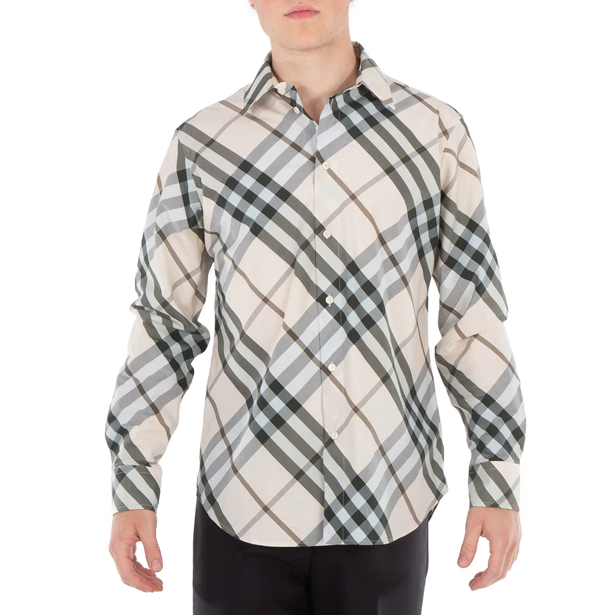 Рубашка с жаккардовым узором Nova Check Burberry, Alabaster Ip Check
