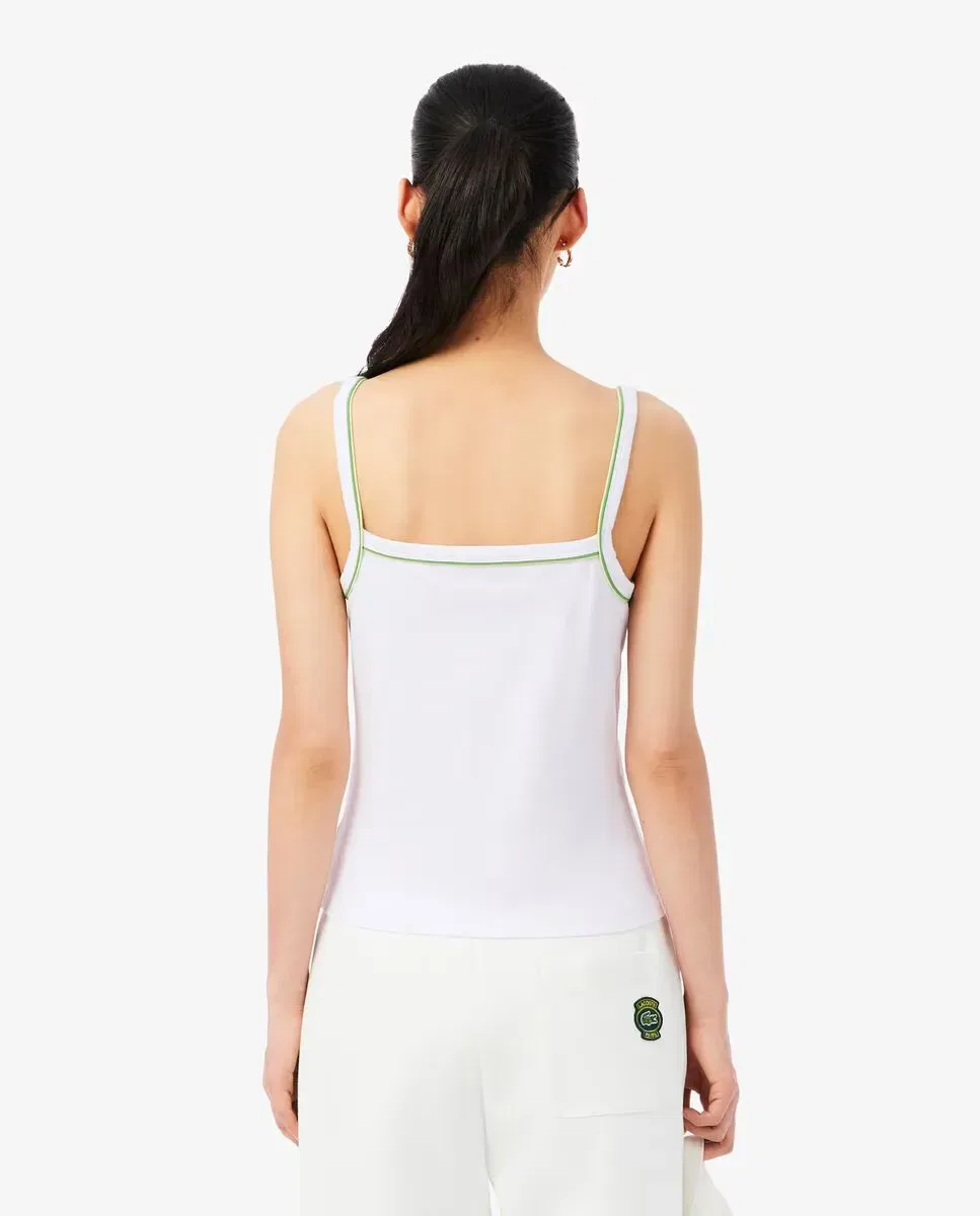 Футболка женская Lacoste Blanco с контрастными деталями — фото 2