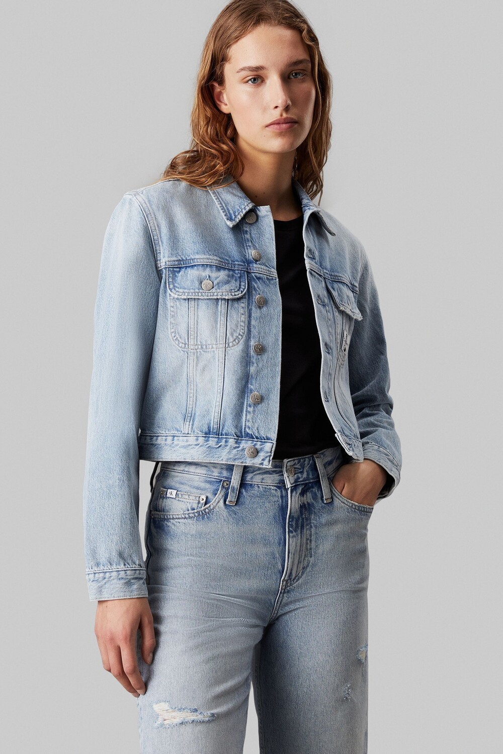 

Укороченная джинсовая куртка в стиле 90-х Calvin Klein Jeans, синий
