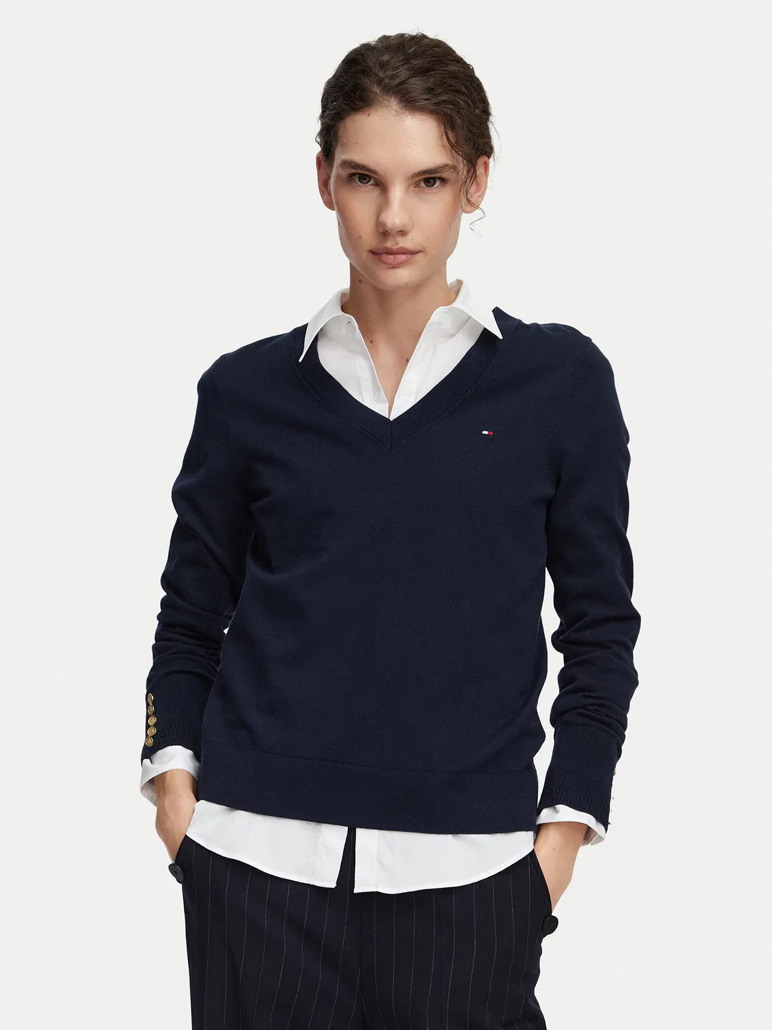 Женский пуловер стандартного кроя Jersy Wine Tommy Hilfiger, темно-синий