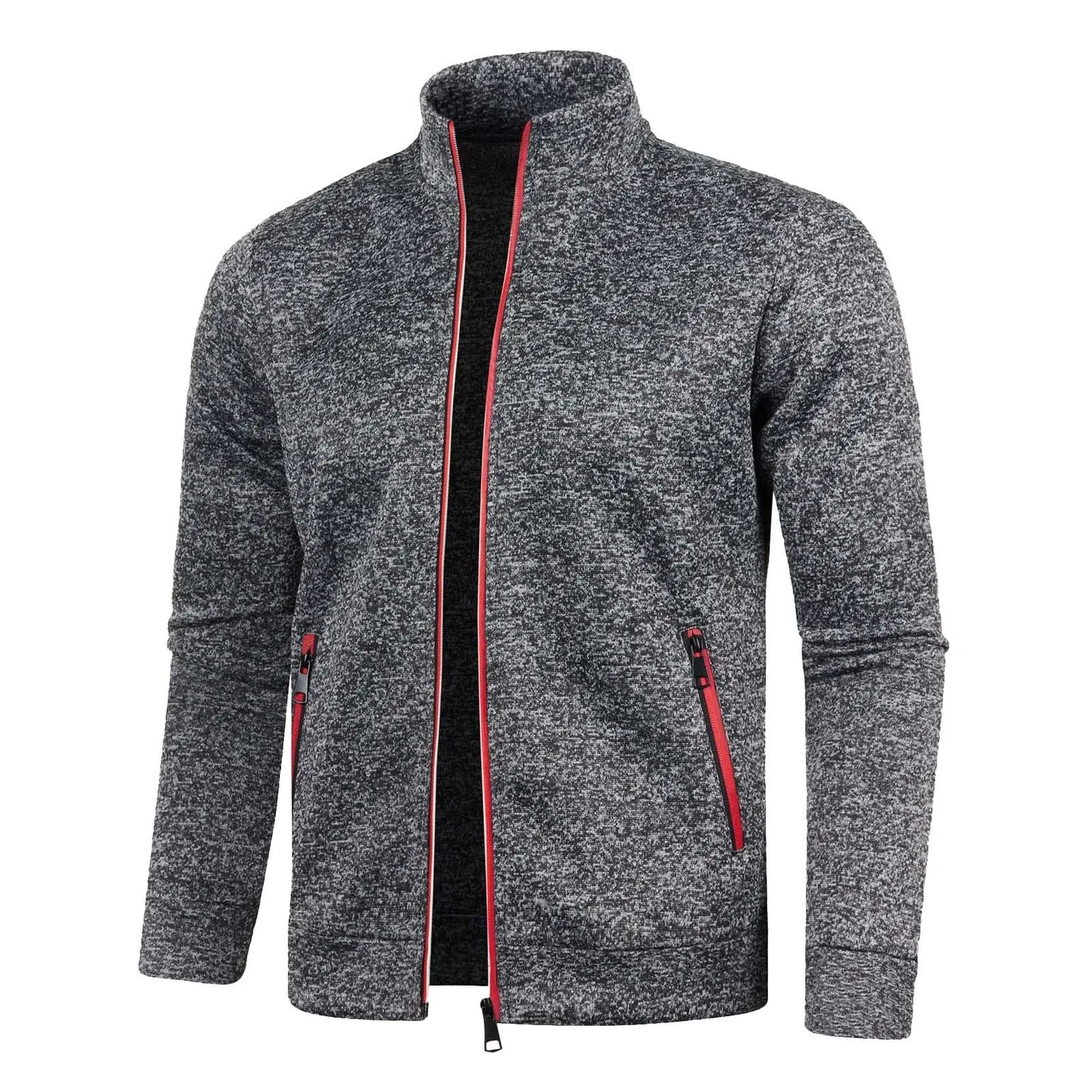 Мужское худи с молнией, с длинным рукавом, однотонное, Dark Grey