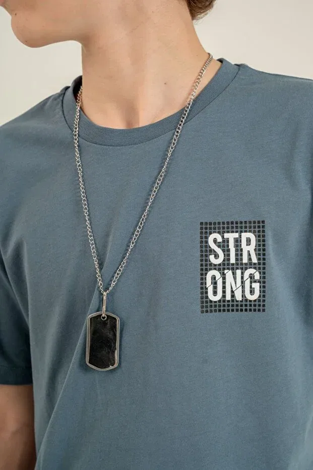 Детский комплект для мальчиков с принтом Strong Printed Boys' Shorts with Pendant - T-Shirt Mışıl Kids, Medium Gray — фото 3