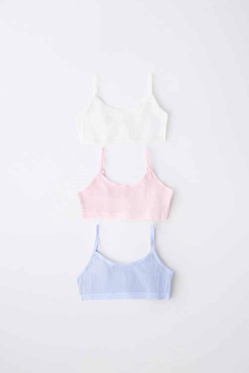 9-14 лет / Комплект из трех ребристых топов ZARA, Multicoloured