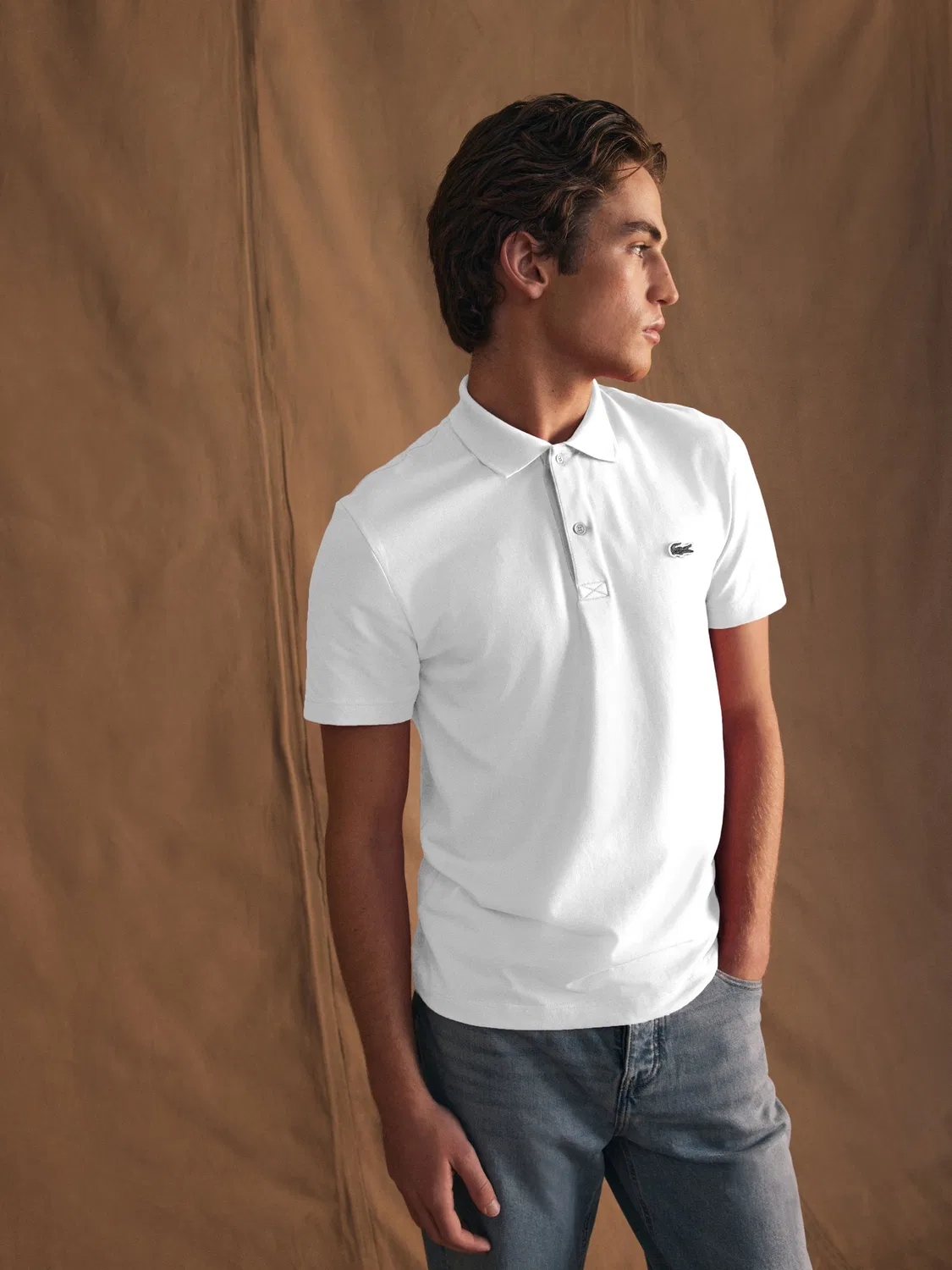 Lacoste Белая рубашка-поло стандартного кроя с короткими рукавами — фото 2