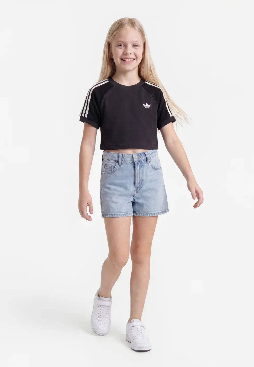 Футболка в полоску для подростков - базовая футболка Adidas Originals, Black