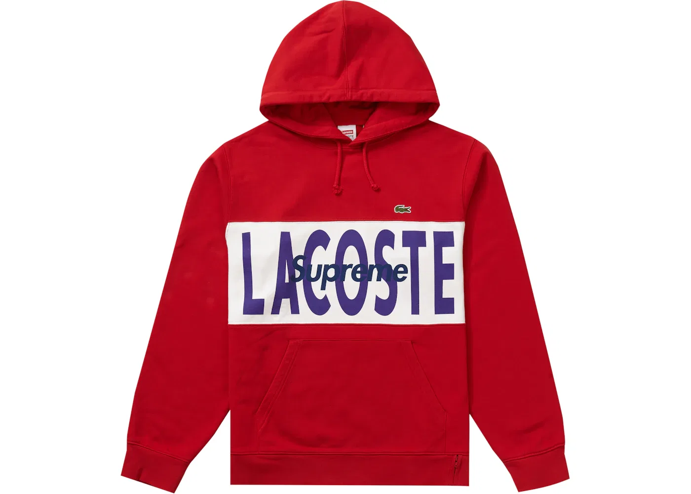 Мужской худи с принтом Supreme LACOSTE Logo Panel Hooded Sweatshirt Supreme, Red