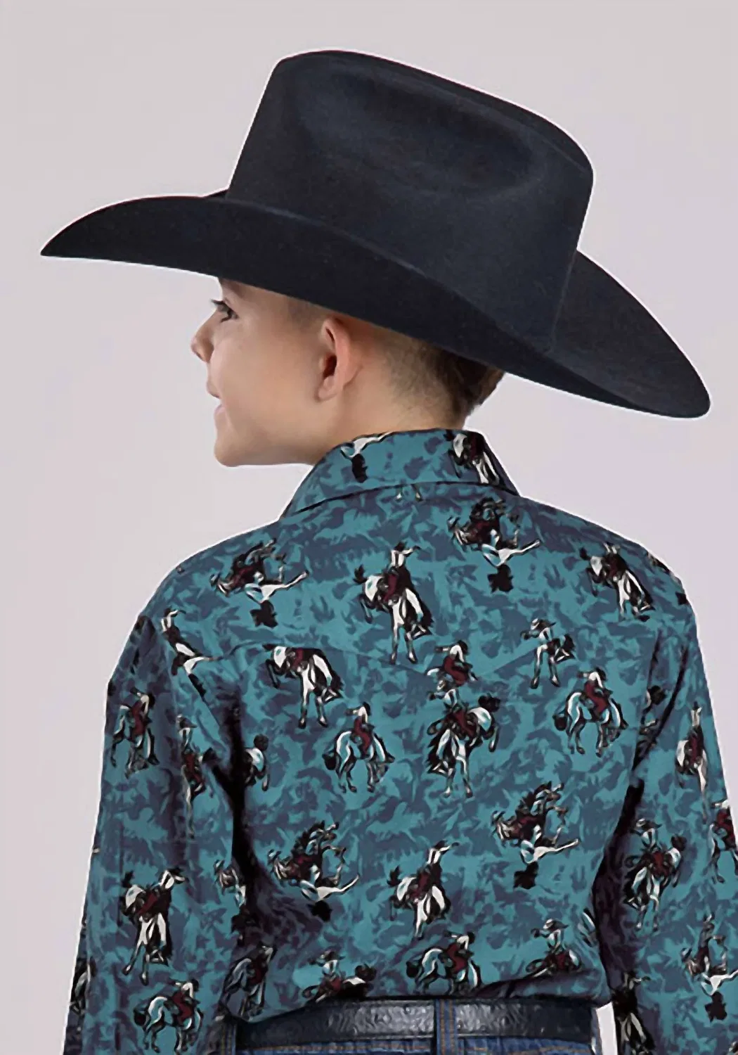 Детская рубашка для мальчиков с длинным рукавом и принтом Brushstroke Cowboys Roper, синий — фото 2