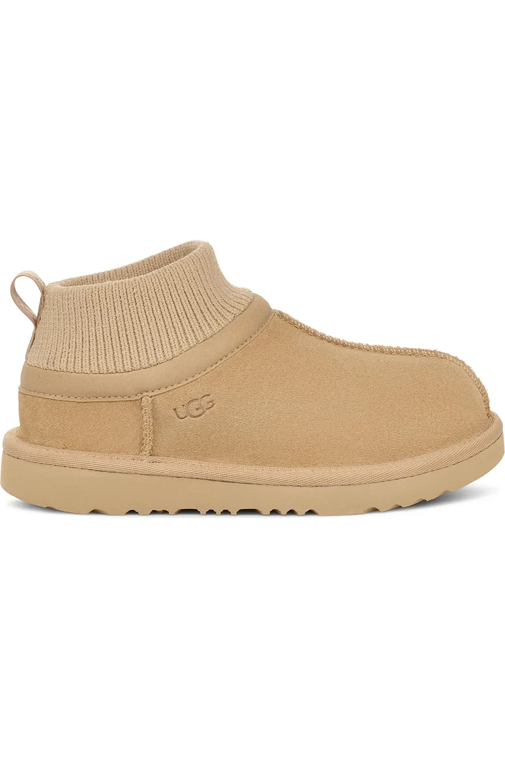 Детские слипоны мини-ботинки на плоской подошве Classic Ultra Stretch Mini Boot UGG, Mustard Seed — фото 3