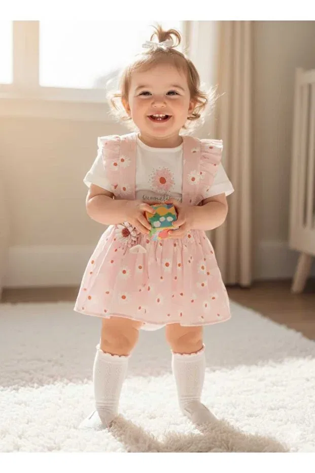 Детский комплект для новорожденных с цветочным принтом Pink Daisy Floral Print Moda, Pink